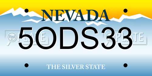 5ODS33 Nevada License Plate