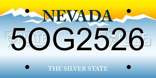 5OG2526 Nevada License Plate