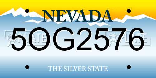 5OG2576 Nevada License Plate