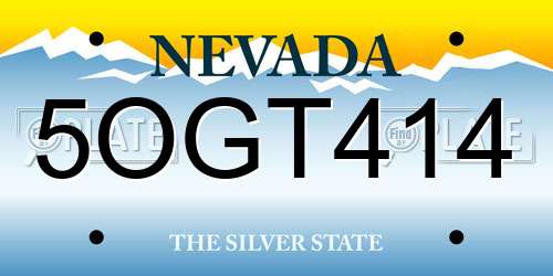 5OGT414 Nevada License Plate