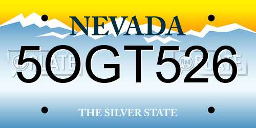 5OGT526 Nevada License Plate