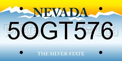5OGT576 Nevada License Plate