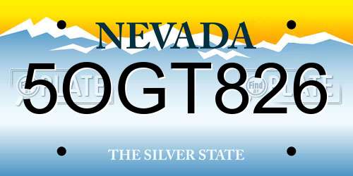5OGT826 Nevada License Plate