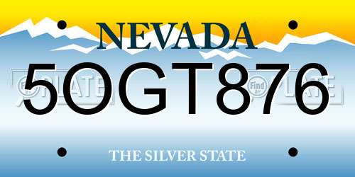 5OGT876 Nevada License Plate