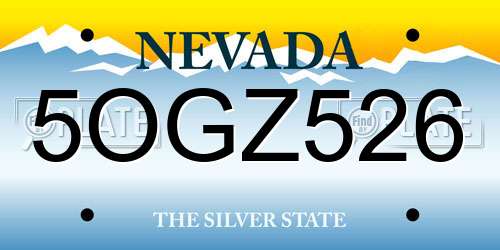 5OGZ526 Nevada License Plate