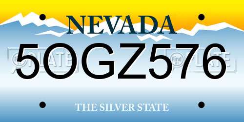 5OGZ576 Nevada License Plate