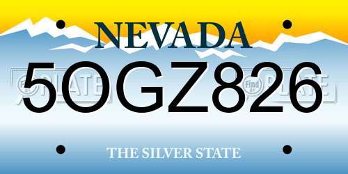 5OGZ826 Nevada License Plate
