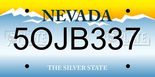 5OJB337 Nevada License Plate