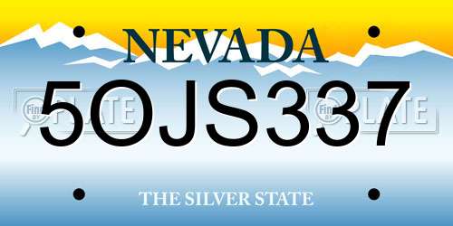 5OJS337 Nevada License Plate