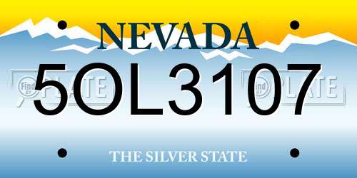 5OL3107 Nevada License Plate