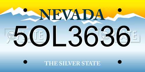 5OL3636 Nevada License Plate