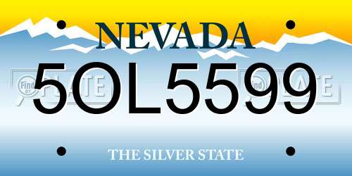 5OL5599 Nevada License Plate