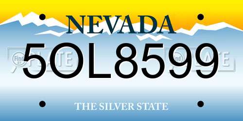 5OL8599 Nevada License Plate
