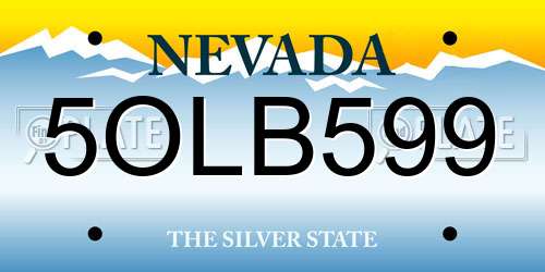 5OLB599 Nevada License Plate