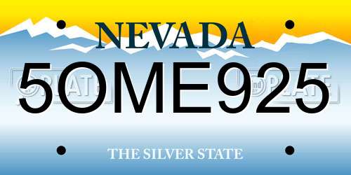 5OME925 Nevada License Plate