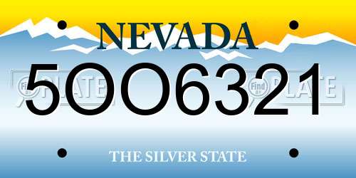 5OO6321 Nevada License Plate