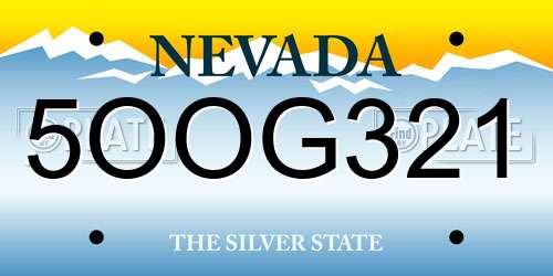 5OOG321 Nevada License Plate