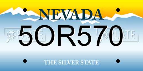 5OR570 Nevada License Plate