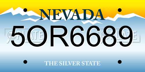 5OR6689 Nevada License Plate