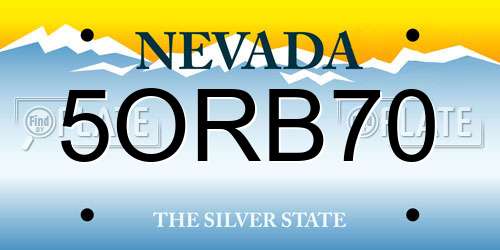 5ORB70 Nevada License Plate