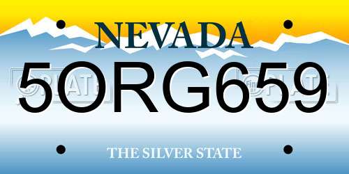 5ORG659 Nevada License Plate