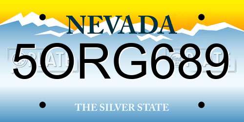 5ORG689 Nevada License Plate