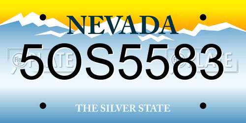 5OS5583 Nevada License Plate