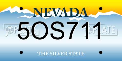 5OS711 Nevada License Plate