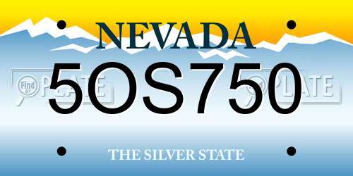 5OS750 Nevada License Plate