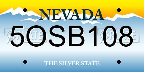 5OSB108 Nevada License Plate