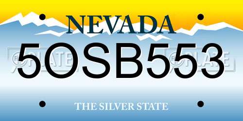 5OSB553 Nevada License Plate