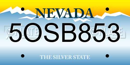 5OSB853 Nevada License Plate