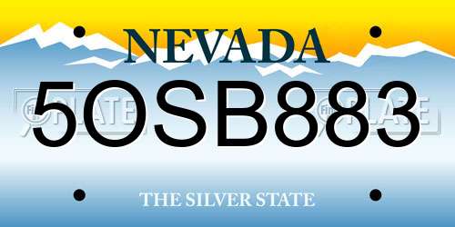 5OSB883 Nevada License Plate