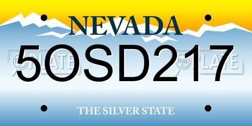 5OSD217 Nevada License Plate