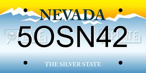 5OSN42 Nevada License Plate