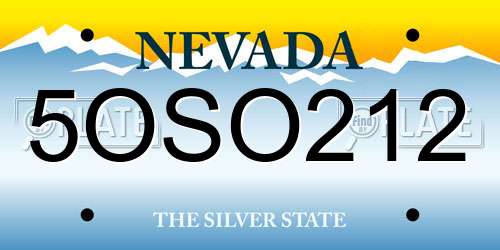 5OSO212 Nevada License Plate
