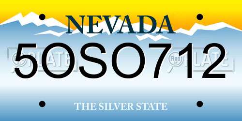 5OSO712 Nevada License Plate