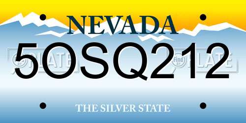 5OSQ212 Nevada License Plate