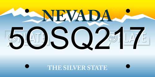 5OSQ217 Nevada License Plate