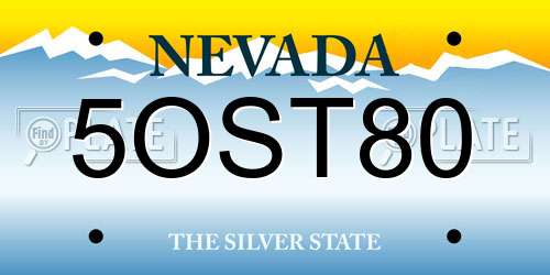5OST80 Nevada License Plate