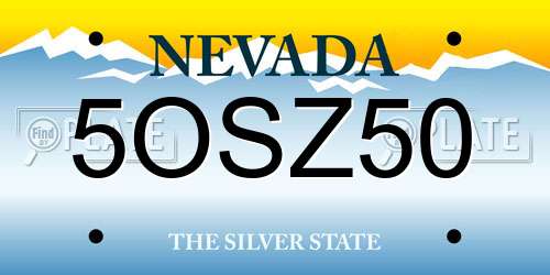 5OSZ50 Nevada License Plate