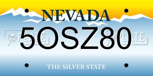 5OSZ80 Nevada License Plate
