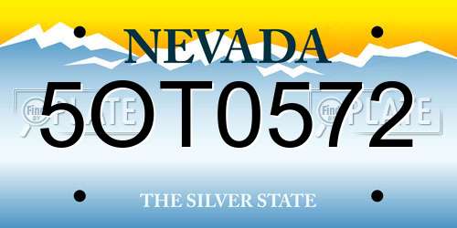 5OT0572 Nevada License Plate