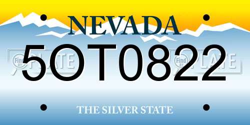5OT0822 Nevada License Plate