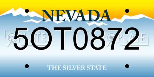 5OT0872 Nevada License Plate