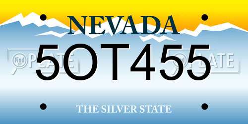 5OT455 Nevada License Plate