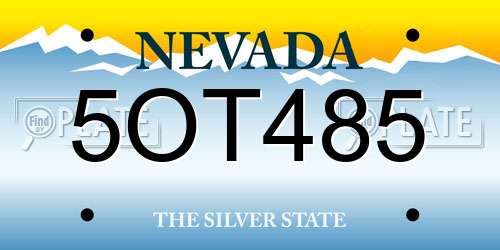 5OT485 Nevada License Plate