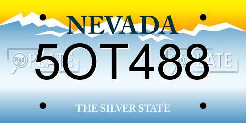 5OT488 Nevada License Plate