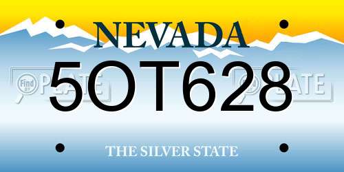 5OT628 Nevada License Plate