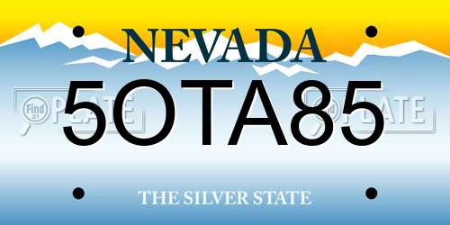 5OTA85 Nevada License Plate